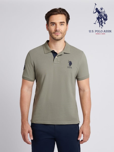 U.S. Polo Assn. Green Regular Fit Mens Player 3 Pique 100% Cotton Polo Shirt (H88030) | £55