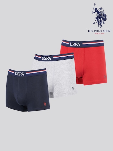 U.S. Polo Assn. Red Mens Branded Stripe Boxer Shorts 3 Pack (H88032) | £30