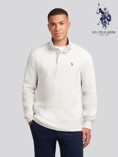 U.S. Polo Assn. Grey Mens Herringbone Open Hem Funnel Sweatshirt (H88047) | £75