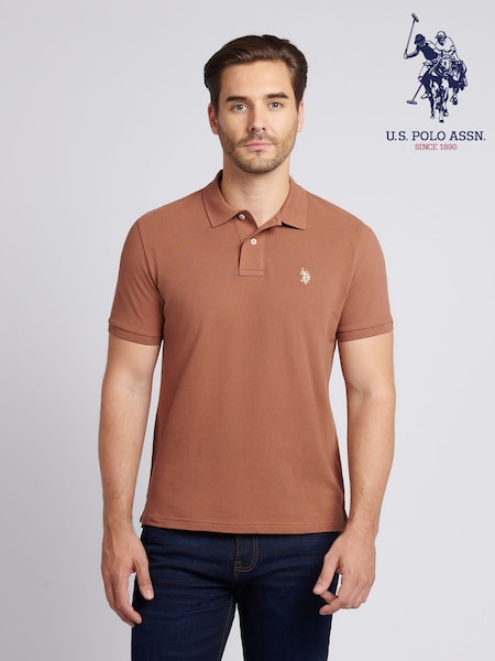 U.S. Polo Assn. Brown Mens Double Horsemen Polo Shirt (H88084) | £50