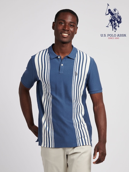 U.S. Polo Assn. Blue Mens Vertical Stripe Polo Shirt (H88094) | £75