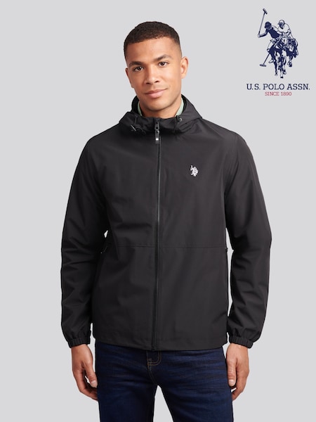 Black - Regular U.s. Polo Assn Hooded Windbreaker Jacket