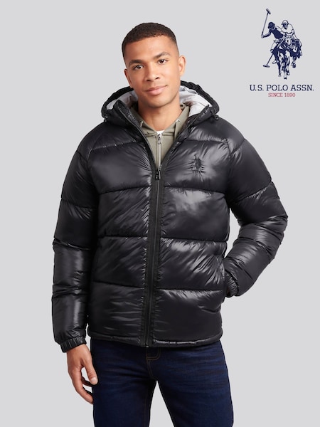 U.S. Polo Assn. Black Mens High Shine Heavyweight Quilted Jacket (H88132) | £125