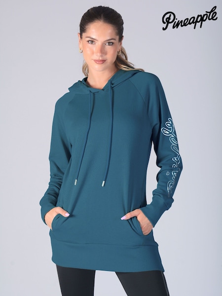 Pineapple Blue Dark Womens Longline Hoodie (H88344) | £36