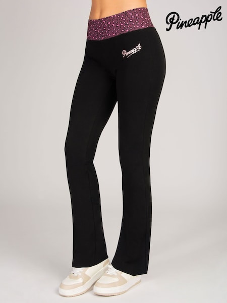Pineapple Black Womens Contrast Band Bootcut Jersey Trousers (H88345) | £30