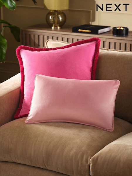 Blush Pink 40 x 59cm Matte Velvet Cushion (H88375) | £11