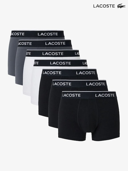 Lacoste Black Stretch Cotton Trunks 7 Pack (H88430) | £75