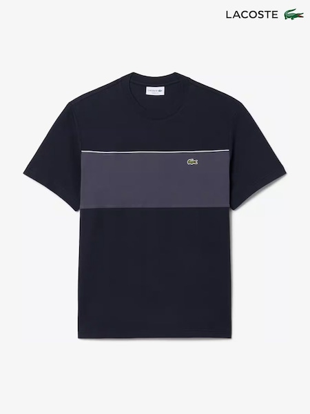 Lacoste Black Classic Fit Colourblock Cotton T-Shirt (H88437) | £60