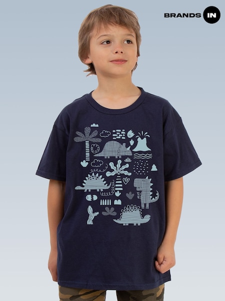 Brands In Blue Dinosaur Mono T-Shirt (H88650) | £18