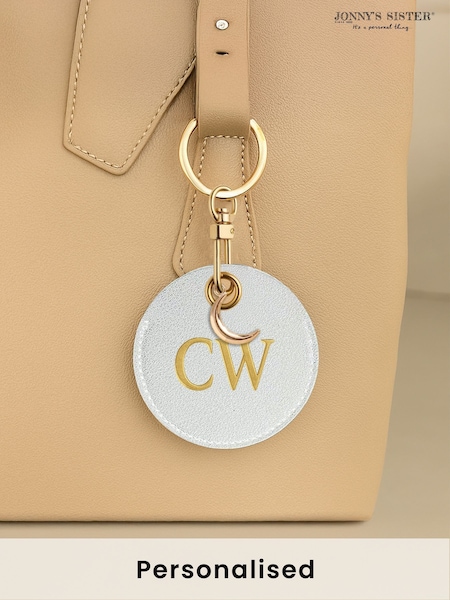 Jonnys Sister	Personalised Faux Leather Bag Accessory with Gold Tone Half Moon Charm (H88743) | £20