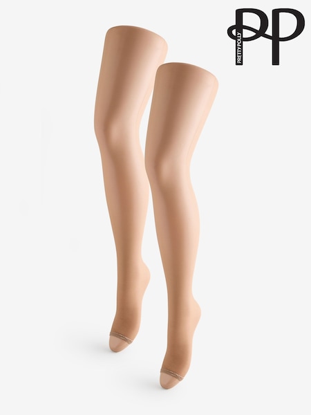 Pretty Polly Natural Open Toe Tights 2 Pack (H88835) | £15