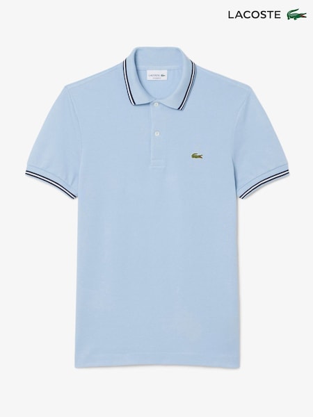 Lacoste Blue Regular Fit L.12.12 Stripe Collar Piqué Polo Shirts (H88844) | £105