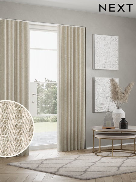 Natural Brushed Stripe Made to Measure Curtains (H88860) | £91