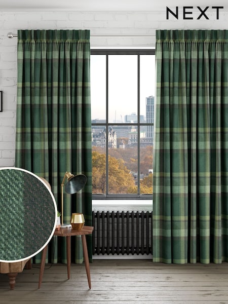 Green Check Made to Measure Curtains (H88870) | £82