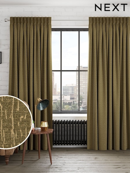 Green Chenille Made to Measure Curtains (H88872) | £100