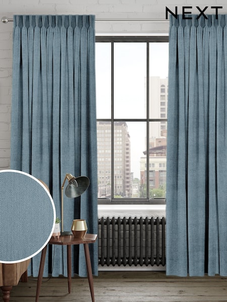 Blue Knit Made to Measure Curtains (H88957) | £119