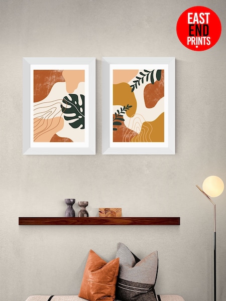 East End Prints White Abstract Leaves set by Sundry Society Wall Art (H89016) | £90 - £245