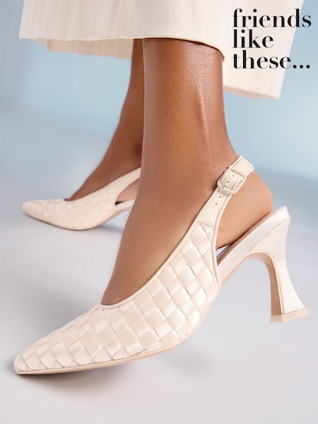 Friends Like These Cream Woven Satin Slingback Bridal Court Shoes (H89140) | £40