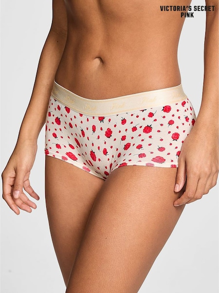 Victoria's Secret PINK Winter White Roses High Waist Cotton Logo Knickers (H89229) | £10