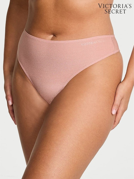 Victoria's Secret Royal Pink Thong Shimmer Mid-Rise Knickers (H89238) | £16