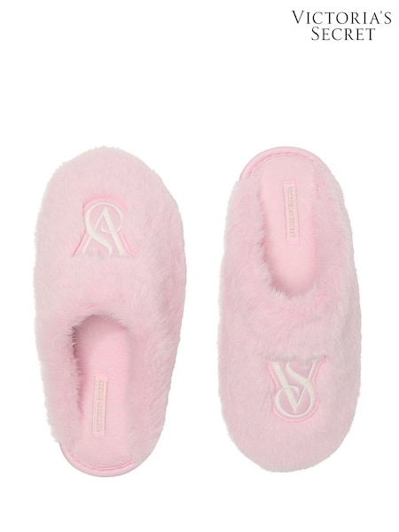 Victoria's Secret Pretty Blossom Pink Closed Toe Faux Fur Slippers (H89254) | £40