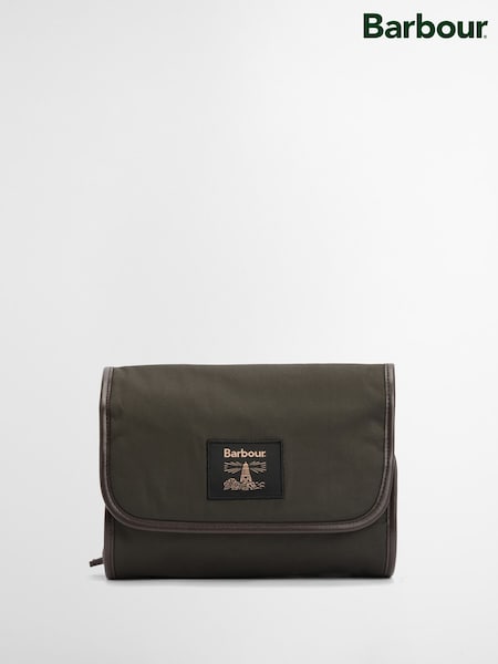 Green - Regular Barbour® Wax Hanging Washbag