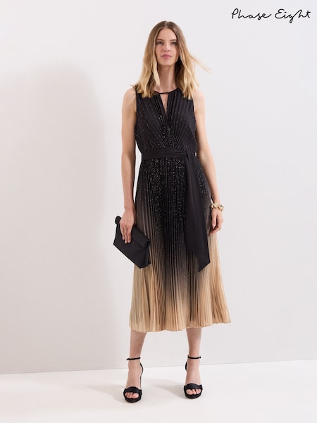 Phase Eight Black Simara Ombre Dress (H89592) | £169