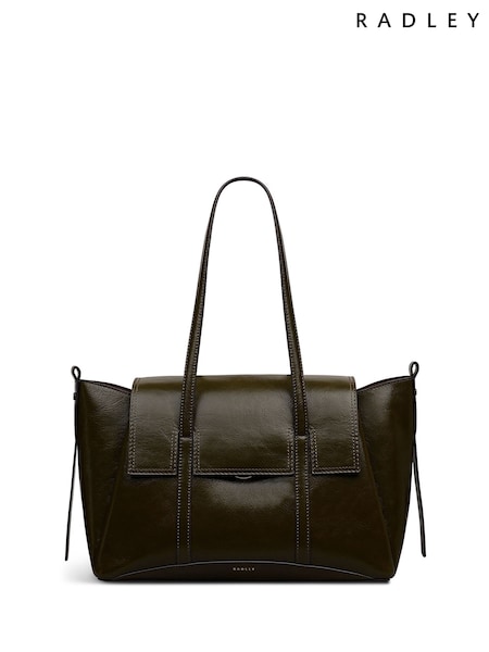 Radley Medium Green The Chancery High Shine Flapover Shoulder Bag (H89671) | £299