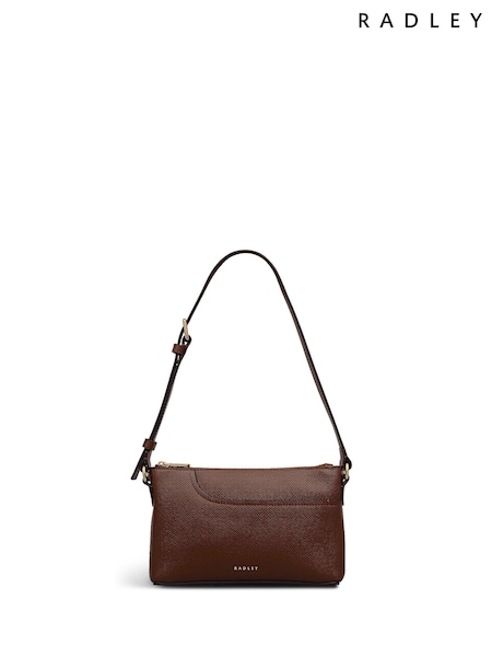 Radley Mini Pockets Texture Zip Top Shoulder Brown Bag (H89674) | £139