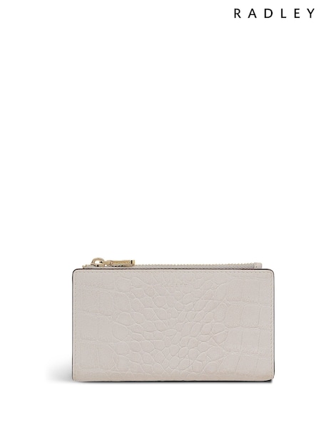 Radley Medium Coin Street Faux Croc Zip Top White Purse (H89694) | £79