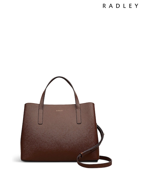 Radley Medium Dukes Place Texure Zip Top Grab Brown Bag (H89734) | £259