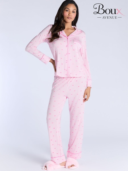 Boux Avenue Bow & Stripe Long Pyjama Set (H89793) | £50