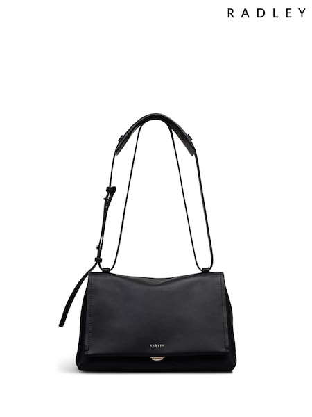 Radley Medium The Mercer Flapover Shoulder Black Bag (H89859) | £259