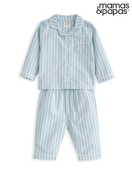 Mamas & Papas Green Striped Woven Pyjamas (H89890) | £22