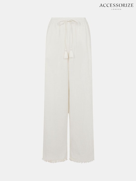 Accessorize White Mirror Embellished Wide Leg Trousers (H89959) | £50