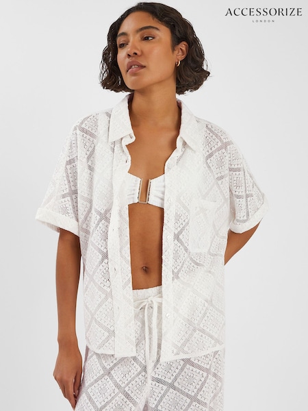 Accessorize White Short Sleeve Lace Shirt (H89973) | £40