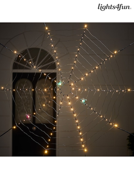 Lights4fun Black 100 LED Light Up Halloween Spiders Web (H90130) | £20