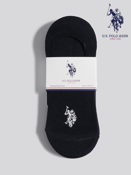 U.S. Polo Assn Black Mens Invisible Trainer Socks 3 Pack (H90147) | £15