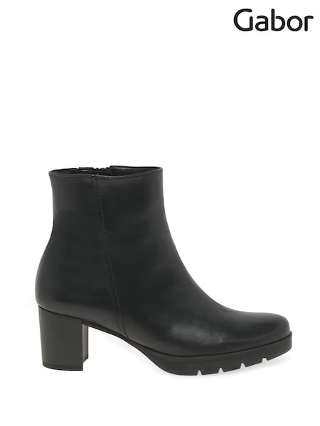 Gabor Essential Heeled Leather Black Ankle Boots (H90170) | £110