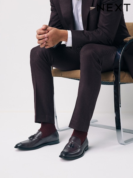 Burgundy Red Leather Apron Front Loafers (H90304) | £0