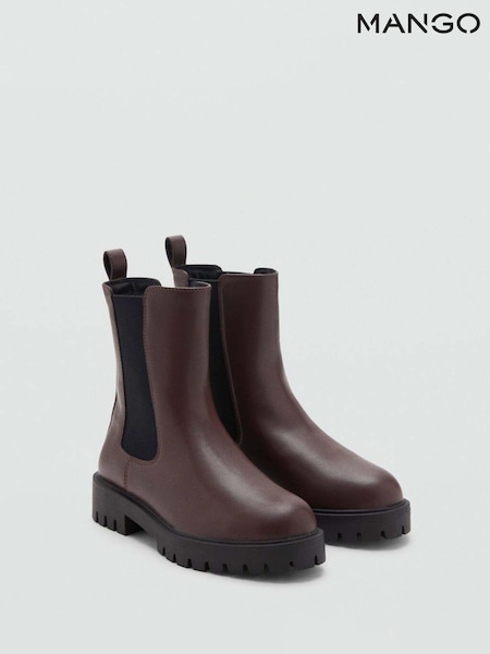 Mango Brown Elastic Panels Ankle Boots (H90362) | £60