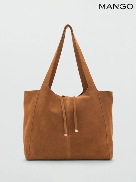 Mango Sable Brown Suede Shopper Bag (H90385) | £80