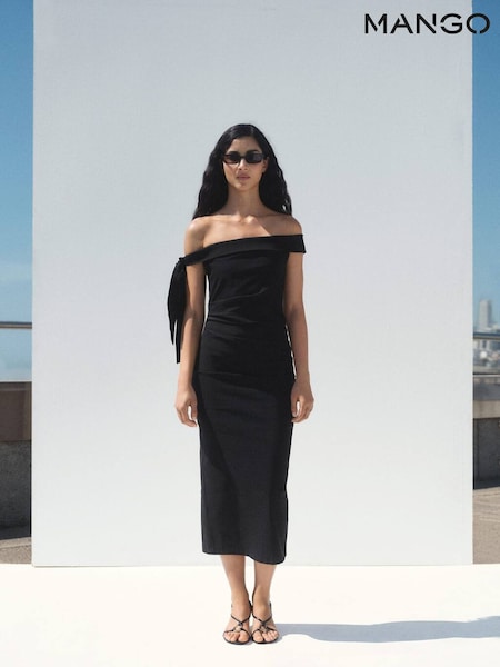 Mango Black Strapless Dress With Bow Detail (H90432) | £60