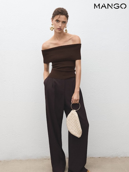 Mango Brown Strapless Knitted Top (H90536) | £30