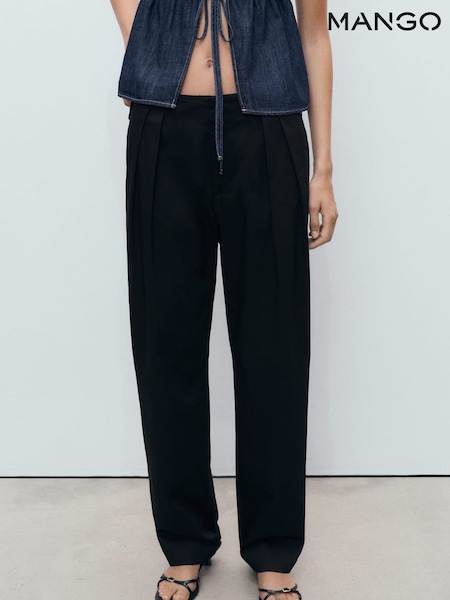 Mango Black Buttons Cotton Trousers (H90538) | £50