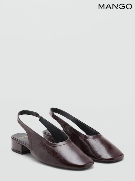 Mango Purple Block Heel Leather Shoes (H90546) | £50