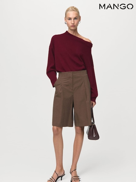 Mango Red Ruched Turtleneck Sweater (H90549) | £50
