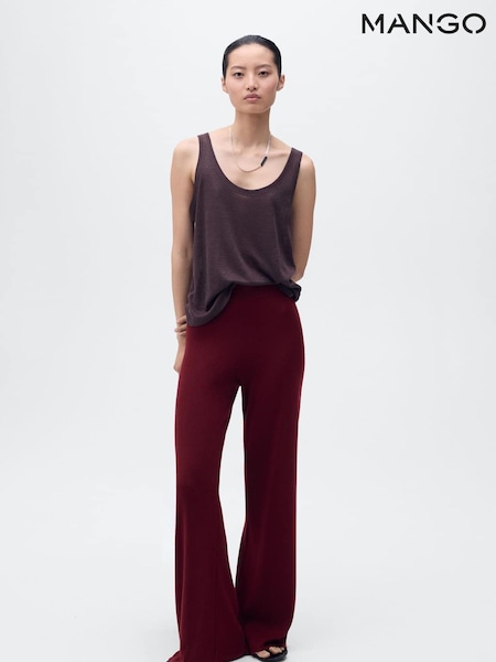 Mango Light Red Straight Knitted Trousers (H90556) | £40