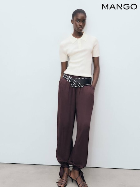 Mango White Short-Sleeved Polo-Neck Sweater (H90575) | £35