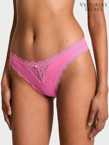 Victoria's Secret Rose Garden Pink Lace Trim Bikini Knickers (H90626) | £16